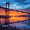 Transporter Bridge Sunset Scenery Diamond Painting