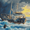 Trawler Braving Storms Diamond Painting