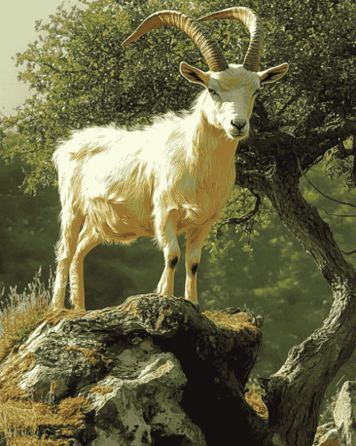 Tree Climbing Goat Diamond Painting