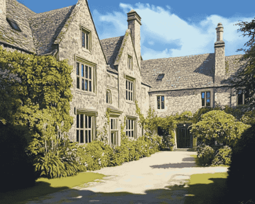 Trerice Manor Buildings Diamond Painting