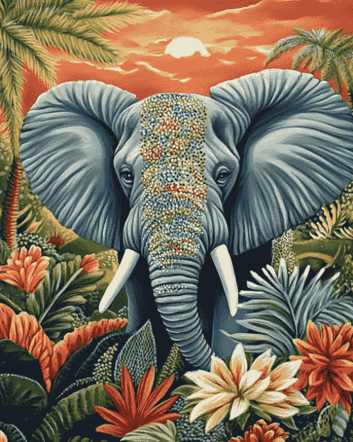 Tropical Elephant Wildlife Diamond Painting