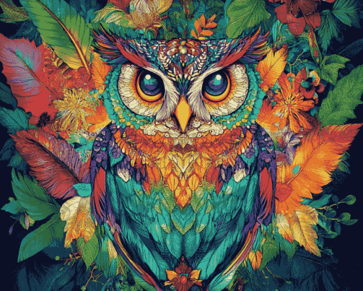 Tropical Owl Mandala Diamond Painting