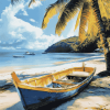 Tropical Seascape with Palm Trees Diamond Painting