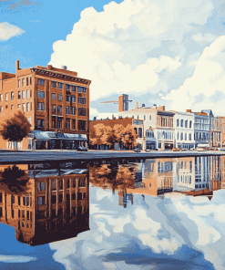 Troy Cityscape Reflections Diamond Painting