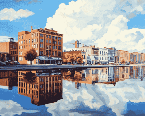 Troy Cityscape Reflections Diamond Painting