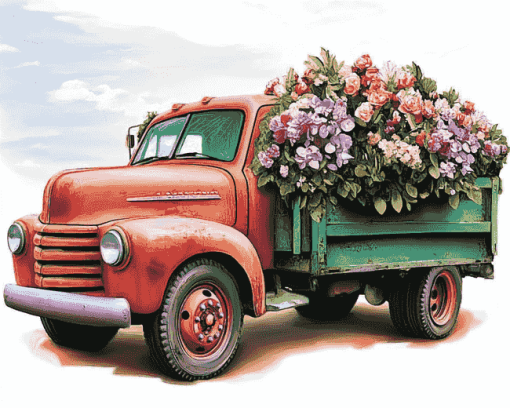 Truck with Flowers Diamond Painting