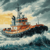 Tug Boats on the Ocean Diamond Painting