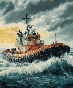 Tug Boats on the Ocean Diamond Painting