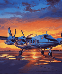 Twin Commander Jets at Sunset Diamond Painting