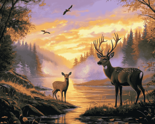 Two Deer Among Nature Diamond Painting