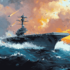 USS Enterprise Seascape Diamond Painting