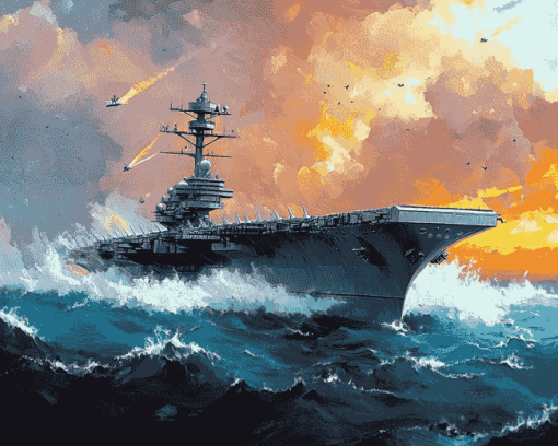 USS Enterprise Seascape Diamond Painting