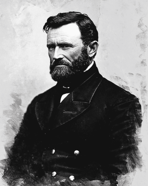 Ulysses S Grant Black White Diamond Painting