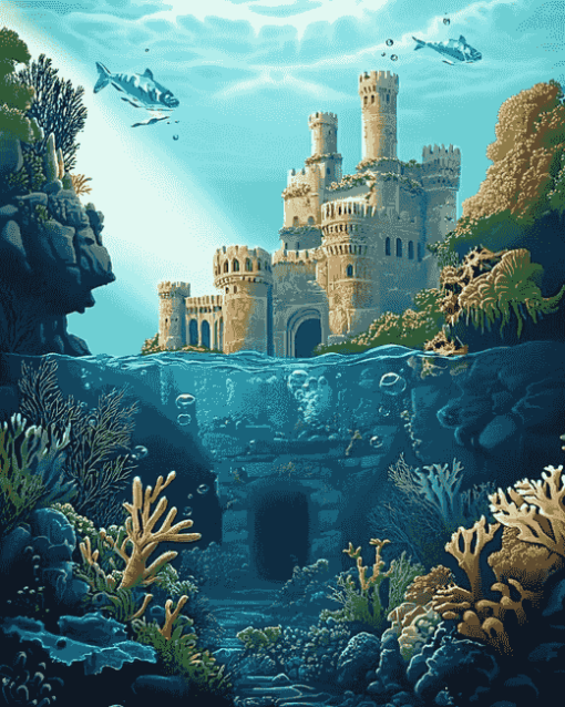 Underwater Castle Fantasy Diamond Painting