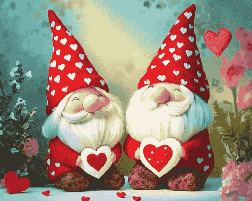 Valentine Gnome Cartoons Diamond Painting