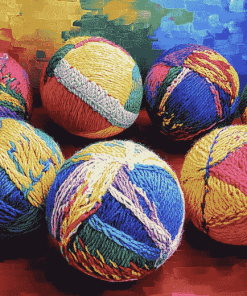 Vibrant Yarn Ball Patterns Diamond Painting