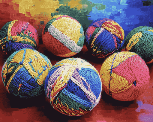 Vibrant Yarn Ball Patterns Diamond Painting