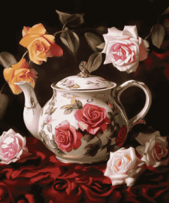 Victorian Teapot Roses Diamond Painting