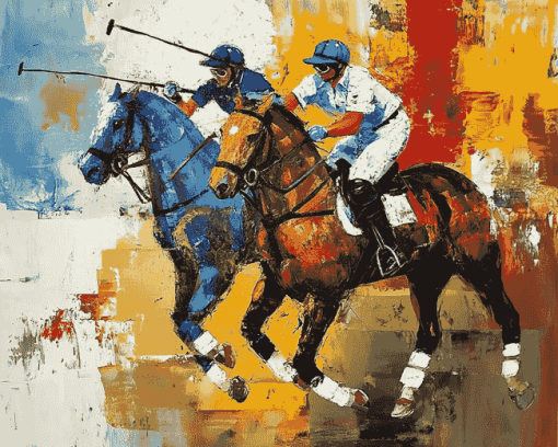 Vintage Abstract Polo Player Diamond Painting