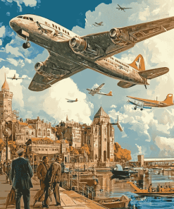 Vintage Airport Scenery Diamond Painting