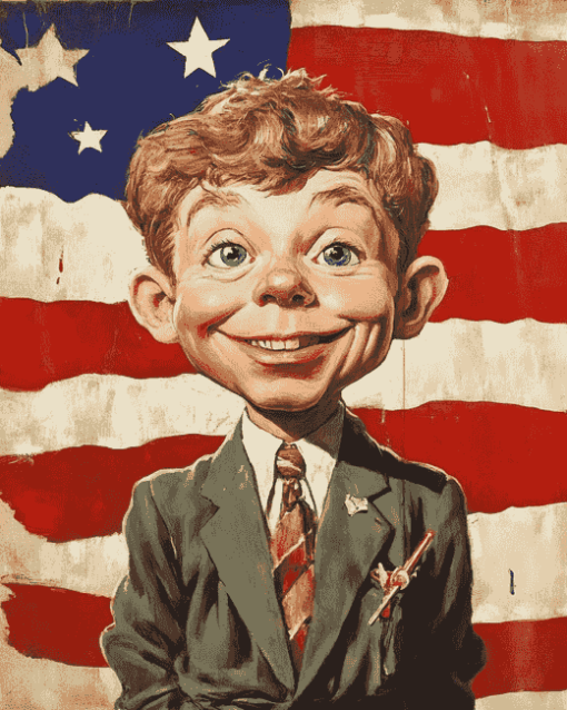 Vintage Alfred E Neuman American Flag Diamond Painting