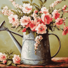 Vintage Blossoms Watering Can Diamond Painting