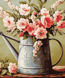 Vintage Blossoms Watering Can Diamond Painting