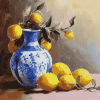 Vintage Blue Vase Lemons Diamond Painting