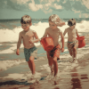 Vintage Children by the Seaside Diamond Painting