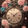 Vintage Clock and Flowers Diamond Painting