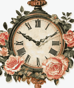 Vintage Floral Clock Diamond Painting