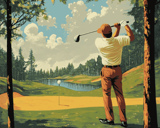 Vintage Golfers Cartoon Diamond Painting