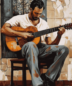 Vintage Guitarist Diamond Painting