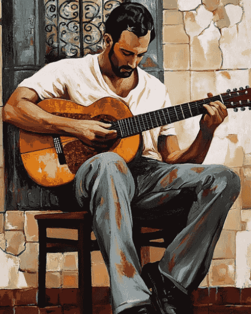 Vintage Guitarist Diamond Painting