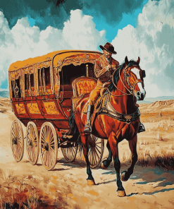 Vintage Horse Stagecoach Diamond Painting