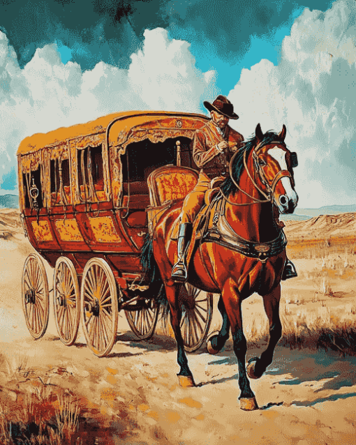 Vintage Horse Stagecoach Diamond Painting