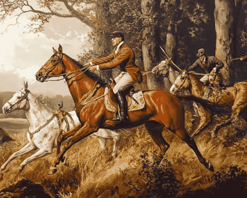 Vintage Hunting Scene Diamond Painting