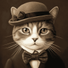 Vintage Kitty with Hat Diamond Painting