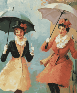 Vintage Ladies with Umbrellas Diamond Painting