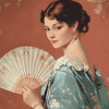 Vintage Lady Hand Fan Diamond Painting