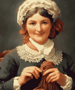 Vintage Lady Knitting Diamond Painting