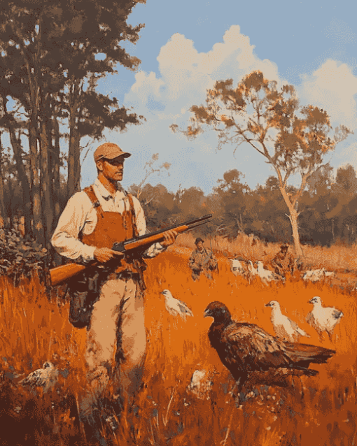 Vintage Quail Huntsmen Diamond Painting