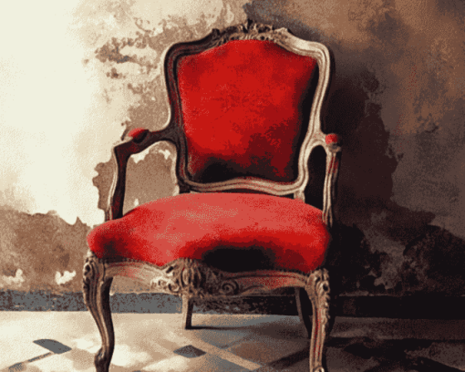 Vintage Red Antique Chair Diamond Painting