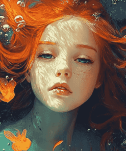 Vintage Redhead Girl Underwater Diamond Painting