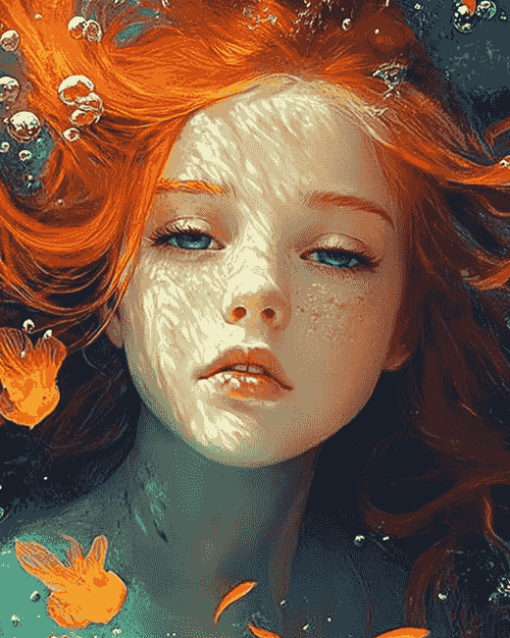 Vintage Redhead Girl Underwater Diamond Painting