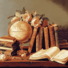 Vintage Still Life with Books and Globe Diamond Painting