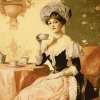 Vintage Woman Tea Time Diamond Painting