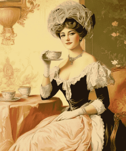 Vintage Woman Tea Time Diamond Painting