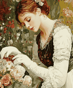 Vintage Woman With Flowers Diamond Painting