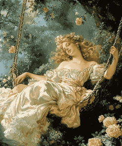 Vintage Woman on Swing Diamond Painting